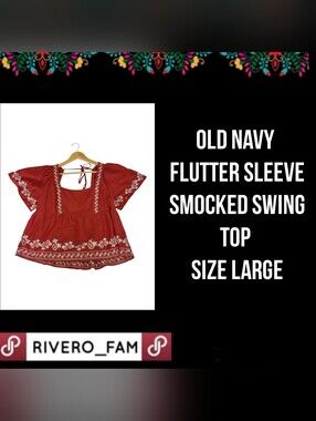 OLD NAVY FLUTTER SLEEVE |SMOCKED SWING TOP | SIZE LARGE